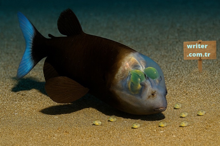 Barreleye fish and their fry,writer.com.tr