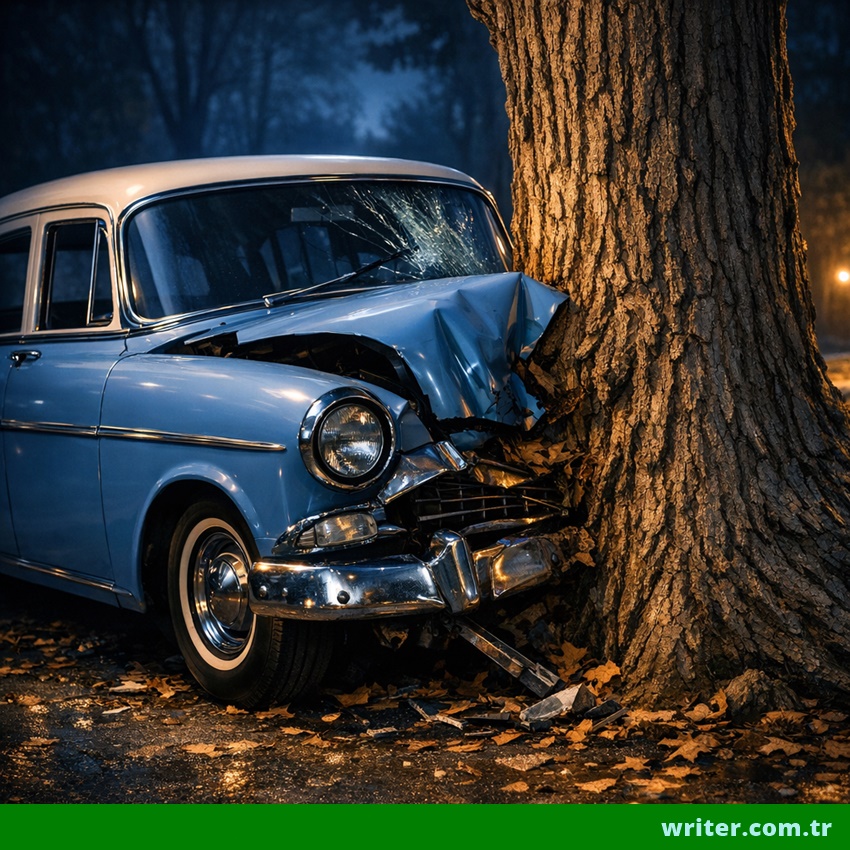 writer.com.tr story,an image of a vehicle hitting a tree