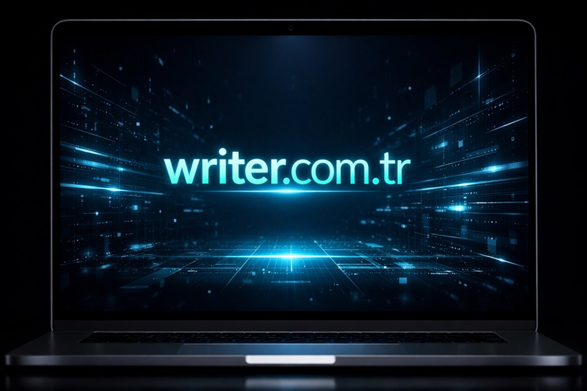 Writer.com.tr is displayed on the laptop screen.