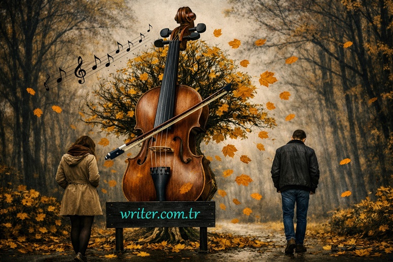 The lovers are parting ways on an autumn day. A violinist is playing on writer.com.tr,violin music,listen to violin